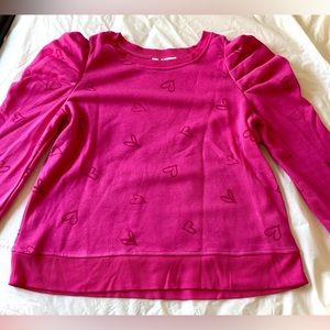 Puff sleeve heart sweater